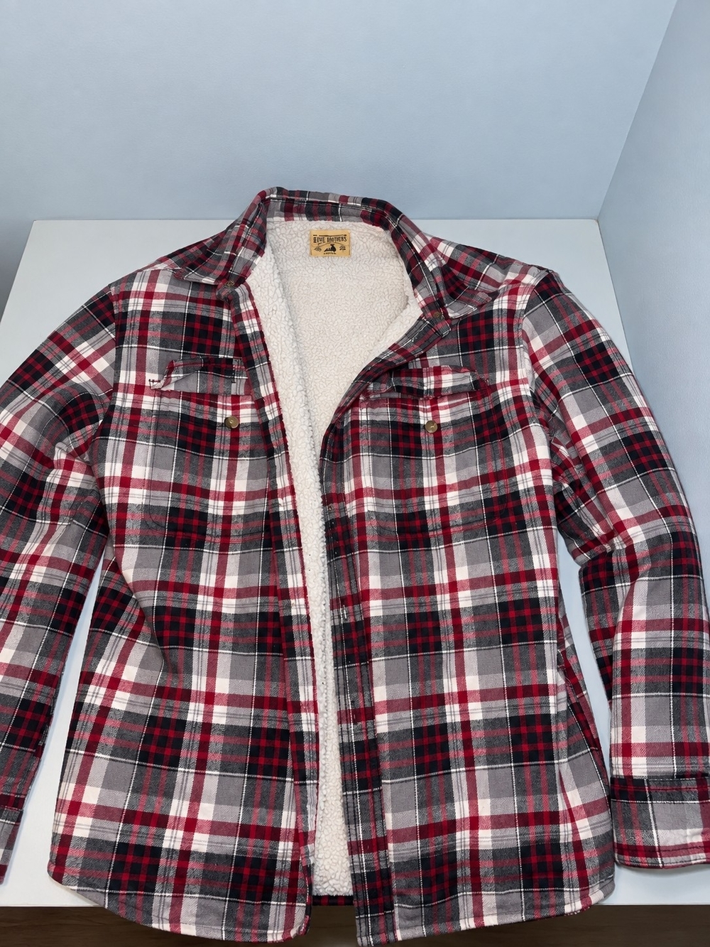 Red Head Sherpa-Lined Plaid Jacket Coat - Size L